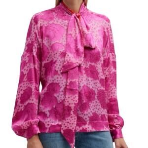 Le Superbe Aurora Floral Tie Neck Blouse Size XS New with Tag MSRP $425